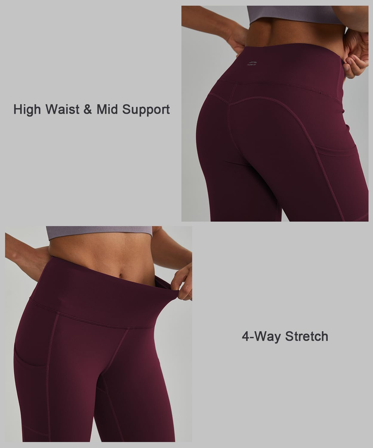 Anti-Nail Leggings for Women, Non-See-Through Yoga Pants with Phone Pockets, Tummy Control Full-Length/Capri Tights