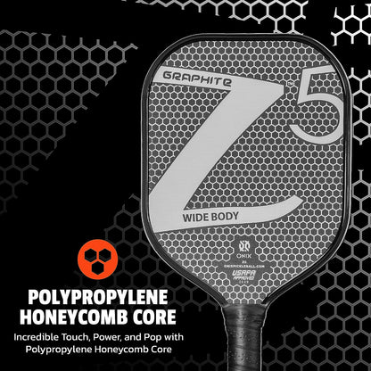 Graphite MOD Z5 Carbon Fiber Pickleball Paddle with Wide-Body Shape, Honeycomb Core, Graphite Face & Cushion Comfort Pickleball Paddle Grip
