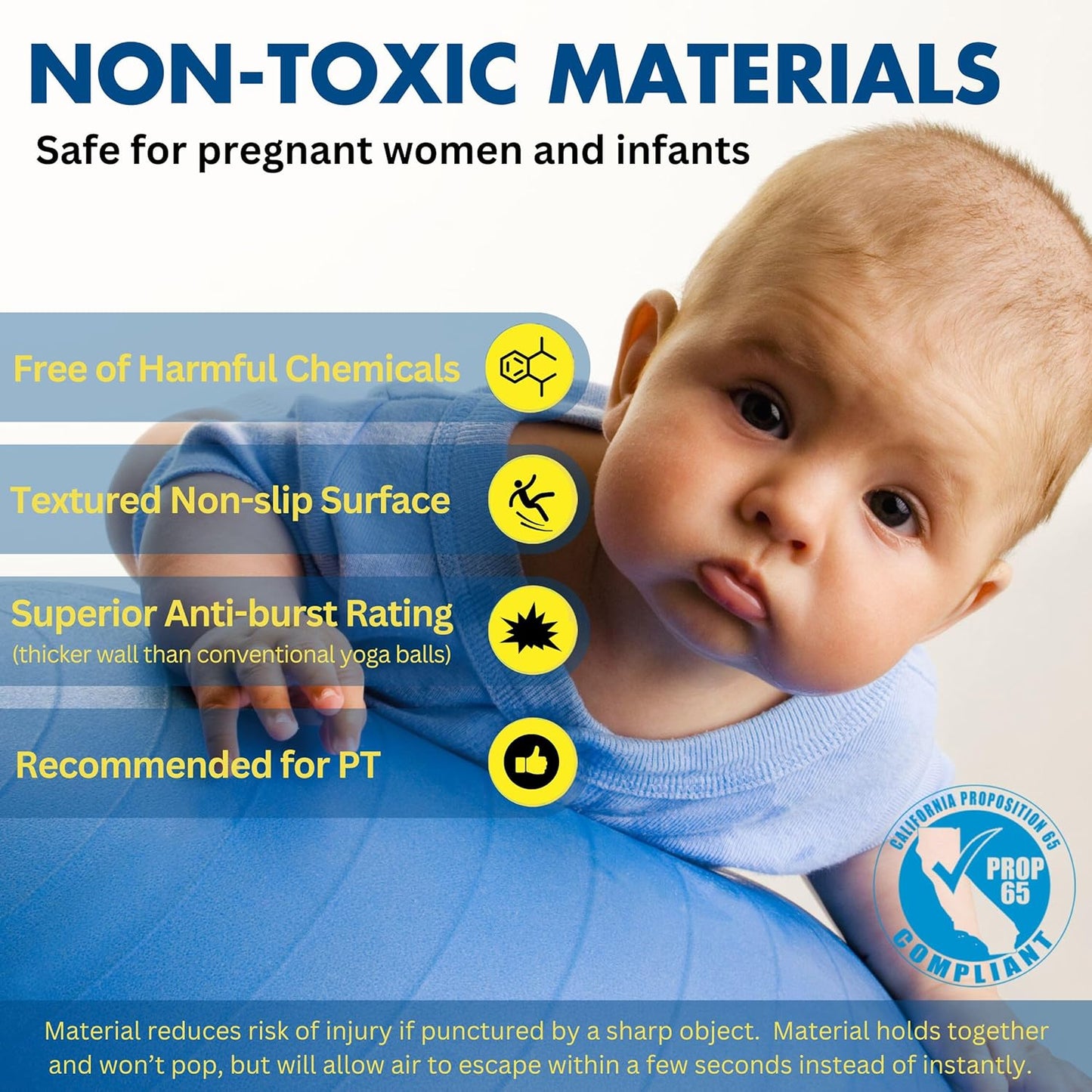 Exercise Ball - Multiple Sizes Gym Grade Balance Ball for Fitness, Yoga, Workout, Pregnancy & Physical Therapy