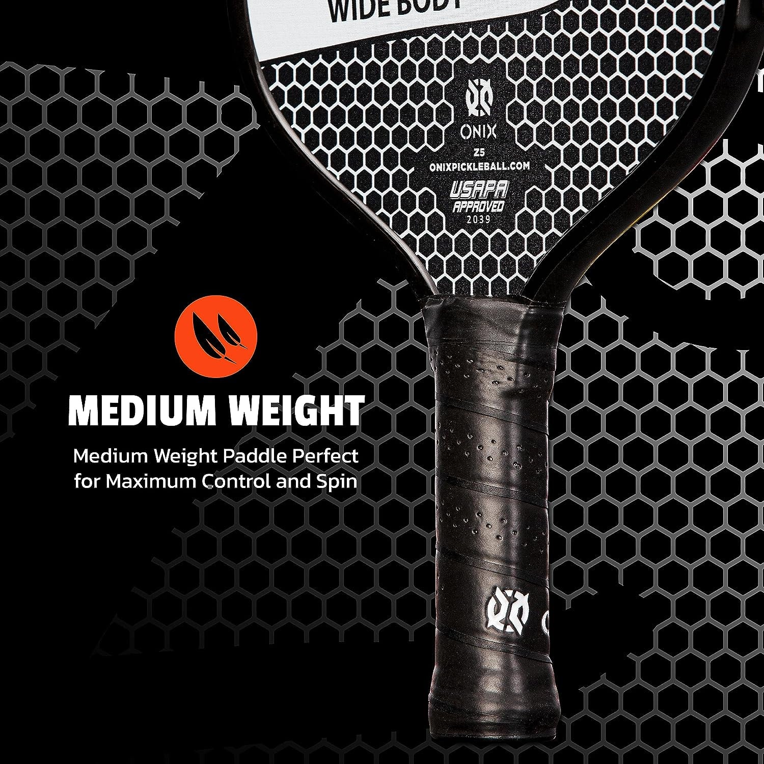 Graphite MOD Z5 Carbon Fiber Pickleball Paddle with Wide-Body Shape, Honeycomb Core, Graphite Face & Cushion Comfort Pickleball Paddle Grip