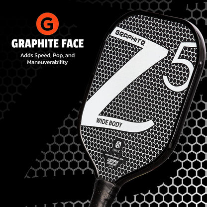 Graphite MOD Z5 Carbon Fiber Pickleball Paddle with Wide-Body Shape, Honeycomb Core, Graphite Face & Cushion Comfort Pickleball Paddle Grip