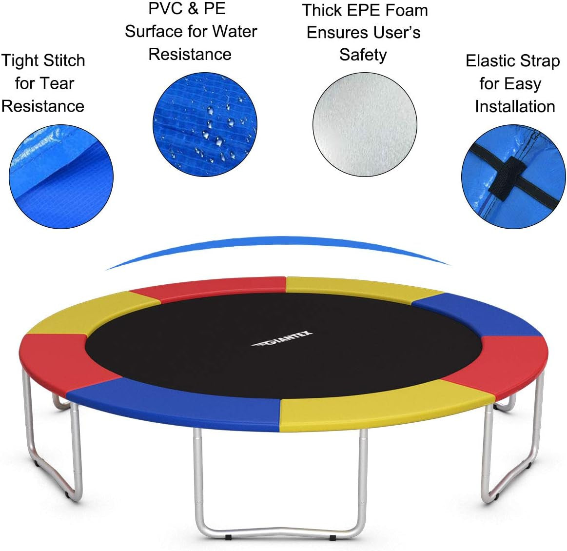 Trampoline Pad, 8Ft 10Ft 12Ft 14Ft 15Ft 16Ft Trampoline Replacement Safety Pad, No Holes for Pole, Waterproof Trampoline Accessories Spring Cover