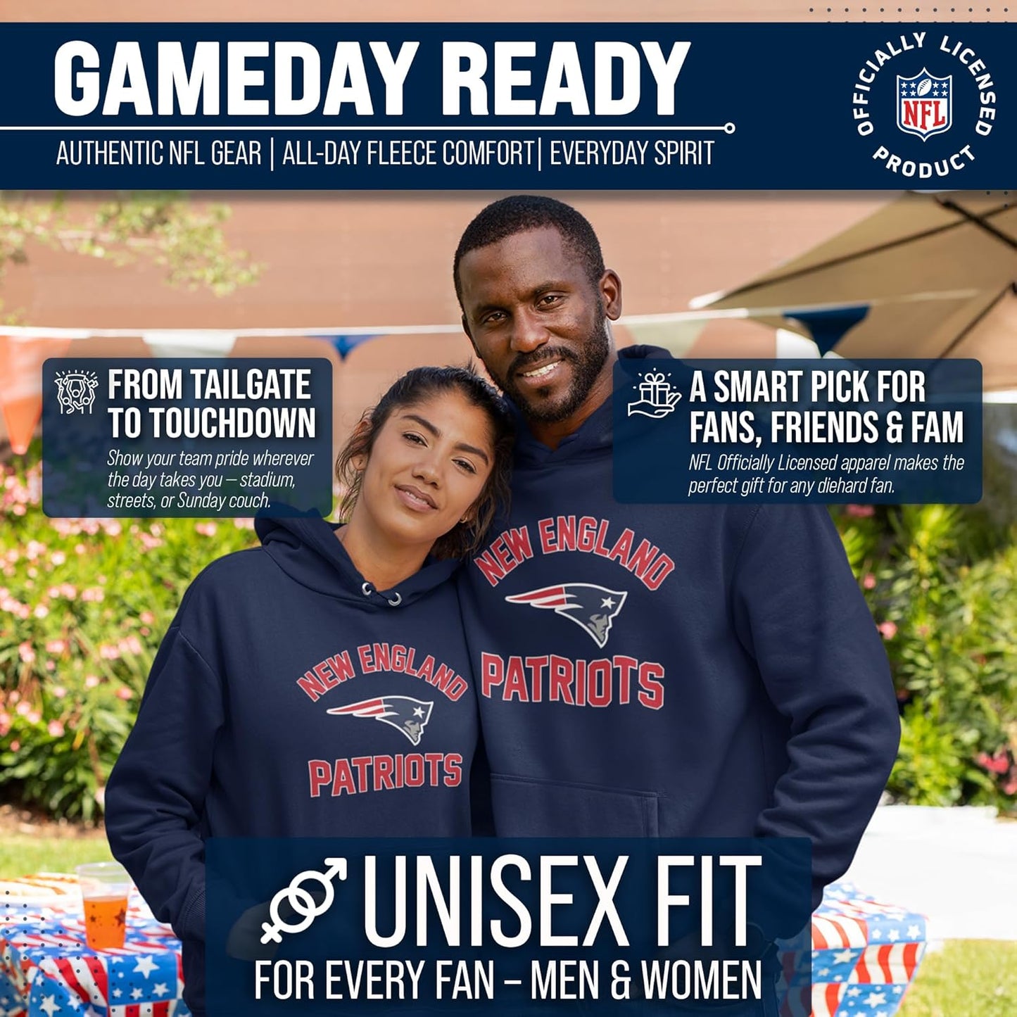 NFL Adult Gameday Hooded Sweatshirt - Poly Fleece Cotton Blend - Stay Warm and Represent Your Team in Style