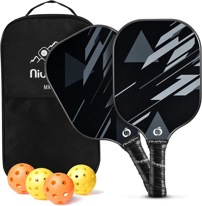 Pickleball Paddles Set of 2 or 4, USAPA Approved Fiberglass Pickleball Paddle Set with Balls and Bag, Polypropylene Honeycomb Core, Lightweight Pickleball Paddles for Beginners Men Women