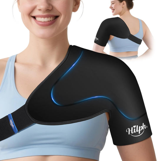 3D Double-Layer Gel Shoulder Ice Pack Wrap for Rotator Cuff & Surgery Recovery - Reusable Cold Therapy Gel Pack with Adjustable Straps, Easy to Wear, Flexible Fit for Men & Women, Medium
