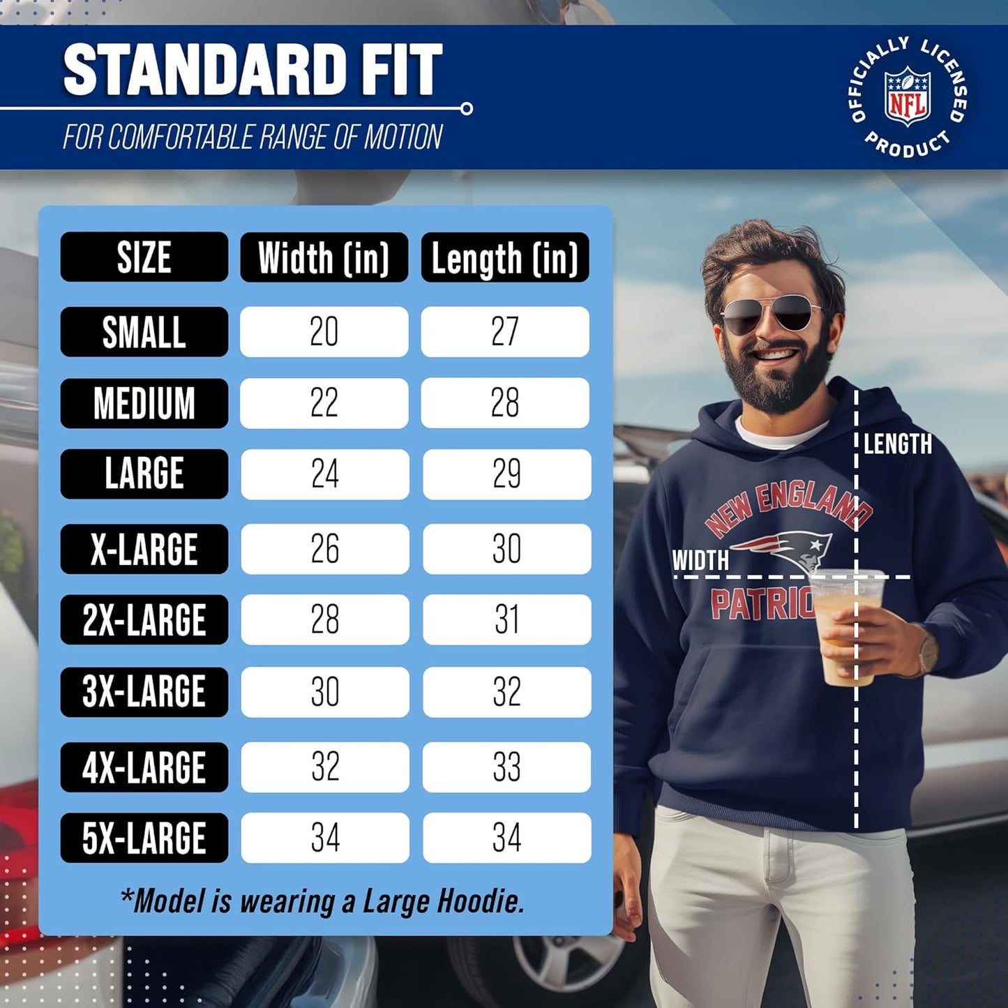 NFL Adult Gameday Hooded Sweatshirt - Poly Fleece Cotton Blend - Stay Warm and Represent Your Team in Style